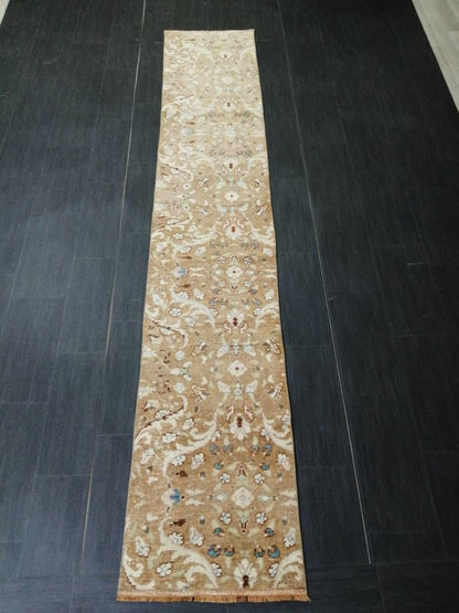 Muted Vintage Runner Rug 2x10. 8 Hallway Runner Rug  Kitchen Runner Rug Wool Runner Rug Oushak Runner Rug Turkish Floral Runner Rug