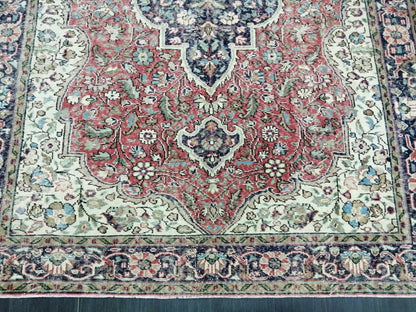 Vintage Persian Rug 6.9 x 10. 3 Muted Oushak Rug Muted Vintage  Rug Wool Oushak Rug Hand Made Rugs Vintage 7x10 Turkish Rug