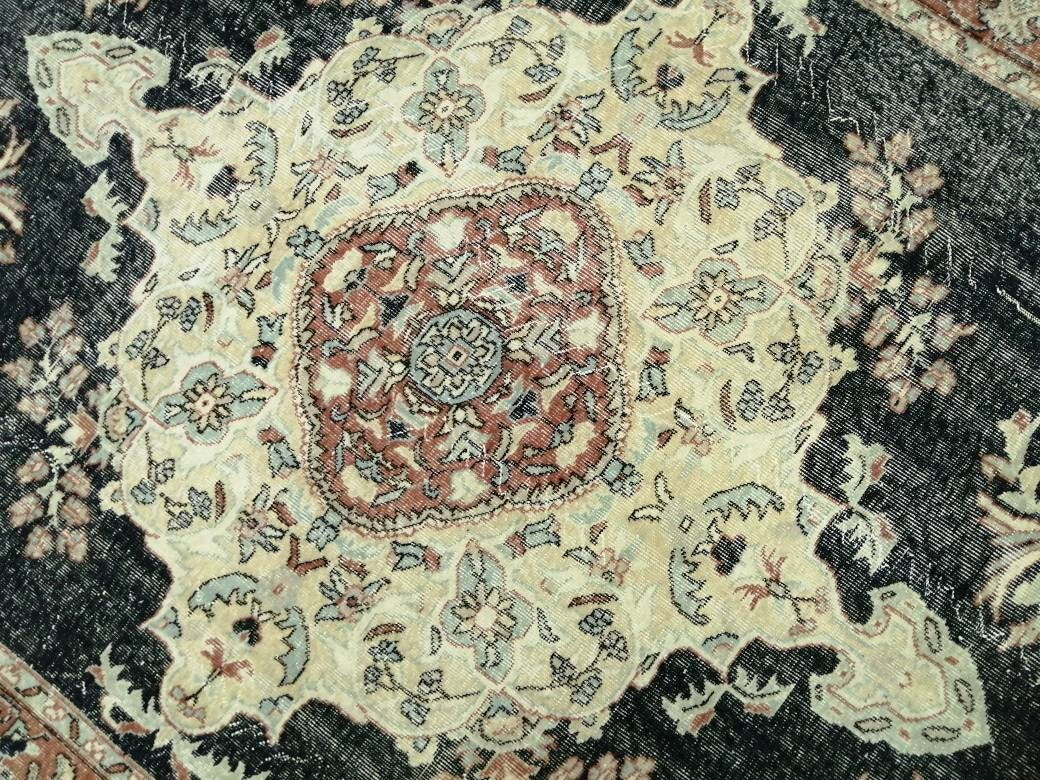 Vintage RUG 7 x 10. 4 TURKISH Oushak Rug Vintage Navy Oriental Rug  Vintage Persian Rug Hand Made Rugs  Turkish Rug
