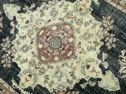 Vintage RUG 7 x 10. 4 TURKISH Oushak Rug Vintage Navy Oriental Rug  Vintage Persian Rug Hand Made Rugs  Turkish Rug