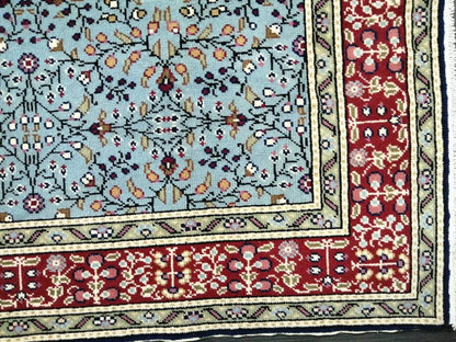 Light Blue Vintage Rug  3.7 x 5.6 TURKISH HAND MADE Rug Vintage Fine Knotted Oushak Rug Persian Rug Oriental Rug,Vintage Muted Floral Rug