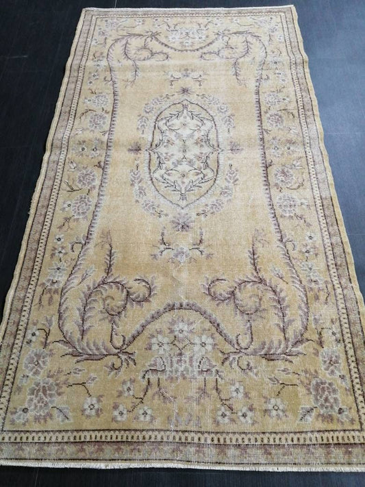 Persian Rug, Wheat Color Rug, Vintage Medium Beige Rug, 3.8 x 7 Rustic Rug, Turkish Rug, Farmhouse Rug, Vintage Rug,Wool rug Oriental Rug