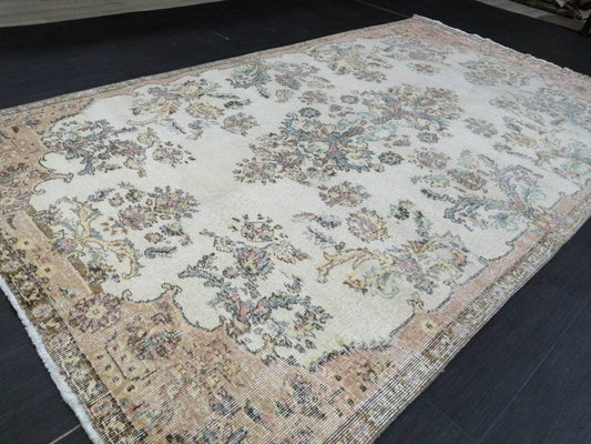Vintage Rug, Muted 4.8 x 8.5 Rug, Living Room Rug,Oushak Rug,Hand Knotted Rug Cute Rug,Turkish Rug Vintage Fun rug