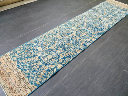 Blue Vintage Runner Rug 2 x 9.5 Turkish Runner Rug Vintage Persian Runner Rug Hallway Runner Rug Kitchen Runner Rug Wool Runner Rug Wool
