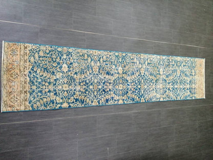 Blue Vintage Runner Rug 2 x 9.5 Turkish Runner Rug Vintage Persian Runner Rug Hallway Runner Rug Kitchen Runner Rug Wool Runner Rug Wool