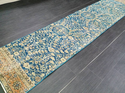Blue Vintage Runner Rug 2 x 9.5 Turkish Runner Rug Vintage Persian Runner Rug Hallway Runner Rug Kitchen Runner Rug Wool Runner Rug Wool