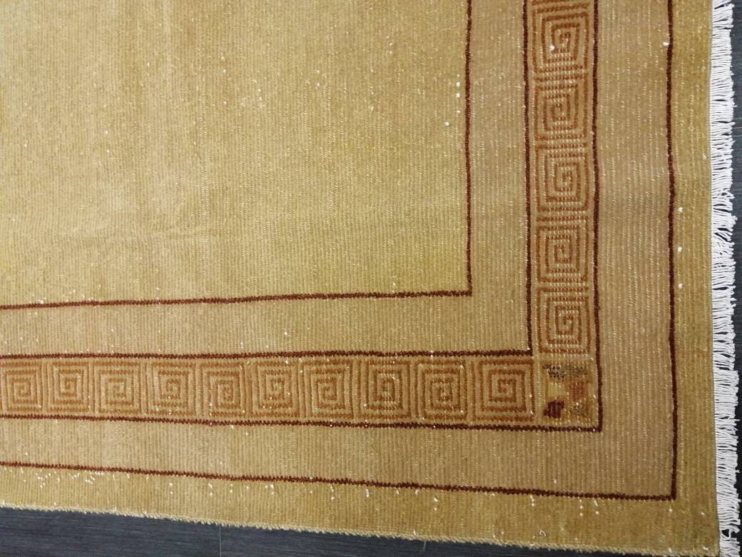 Oriental RUG 6.5 x 9.6 Brown TURKISH Oushak Rug Vintage Wool Rug Vintage Persian Rug Wool Nepal Rug Hand Made Rug Neutral Wool Rug