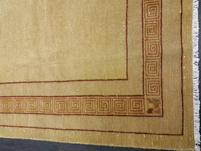 Oriental RUG 6.5 x 9.6 Brown TURKISH Oushak Rug Vintage Wool Rug Vintage Persian Rug Wool Nepal Rug Hand Made Rug Neutral Wool Rug