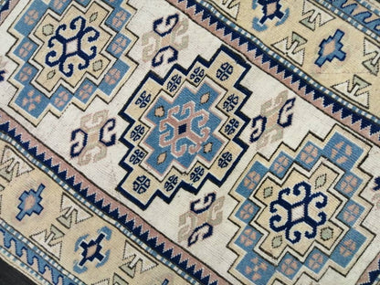 Vintage Blue Rug, 3.9 x 5.7 Hand Made Rug Oriental Rug, Wool Oushak Rugs, Hand Made Rug, Persian Rug, Vintage Turkish Rug, Farmhouse Rug