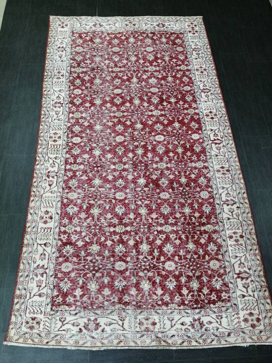 5.3 x 10 Vintage Rug TURKISH HAND MADE Rug Muted Vintage Turkish Rug Persian Rug Turkish Oushak Rug, Vintage Oriental Rug, Wool Rug