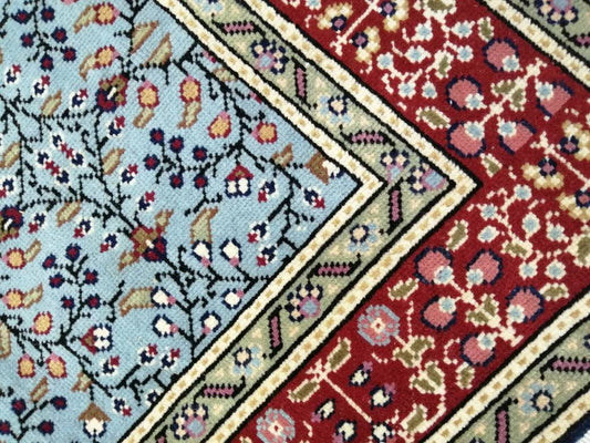 Light Blue Vintage Rug  3.7 x 5.6 TURKISH HAND MADE Rug Vintage Fine Knotted Oushak Rug Persian Rug Oriental Rug,Vintage Muted Floral Rug