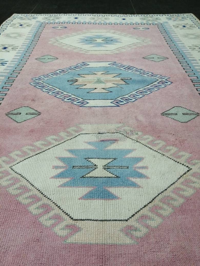 Vintage Turkish Rug 5.2 x 7.7 Oushak Rug Hand Made Rugs Vintage Persian Rug