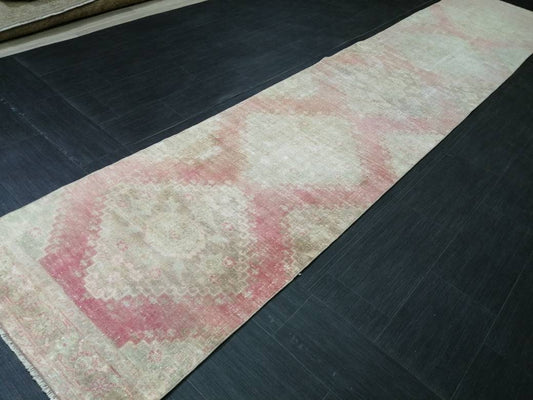 Distressed Antique Runner Rug 2.7 x 13.6  Vintage Runner Rug Distressed Persian Runner Hallway Runner Rug Kitchen Runner Rug Wool Runner