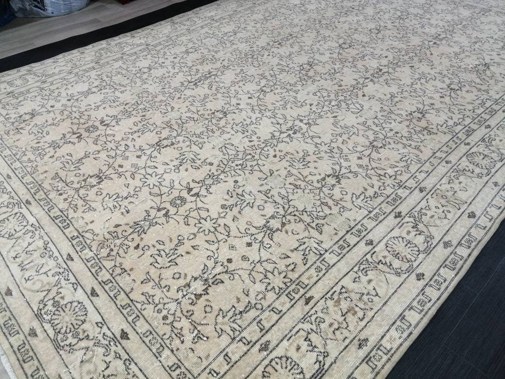 8.3 x 12.4 Large OUSHAK RUG, TURKISH Oushak Rug, Vintage Rug, Vintage Persian Rug, Wool Oriental Rug, Handmade Rug, 9x12 Vintage Muted Rug