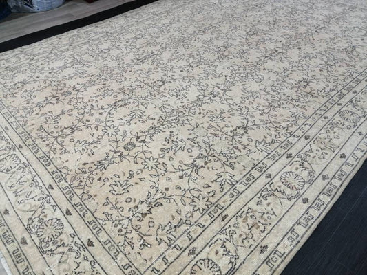 8.3 x 12.4 Large OUSHAK RUG, TURKISH Oushak Rug, Vintage Rug, Vintage Persian Rug, Wool Oriental Rug, Handmade Rug, 9x12 Vintage Muted Rug