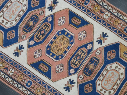 3.5 x 6 Oushak Rug, Turkish Rug Blue Vintage Rug, Persian Rug, Oriental Rug, Hallway Rug, Kitchen Rug, Wool Rug Wool Rug Entryway Navy Rug