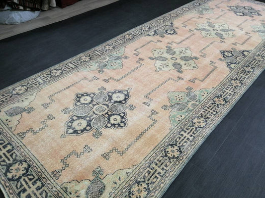4.7 x 13.2, Oriental Runner, Oushak Runner Rug, Turkish Runner Rug, Vintage Runner Rug, Hallway Runner Rug Kitchen Runner Rug Wool Runner