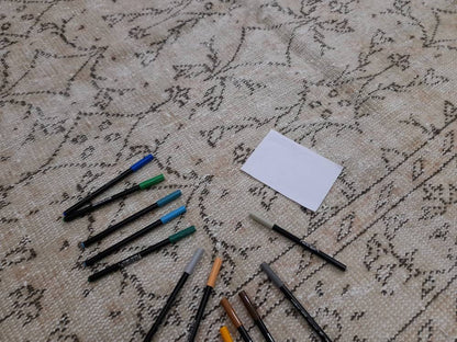 Floral Vintage Rug 6 x 9.6 OUSHAK RUG TURKISH Oushak Rug Vintage Wool Oushak Rug Hand Made Rugs Vintage Turkish Rug Neutral Rug