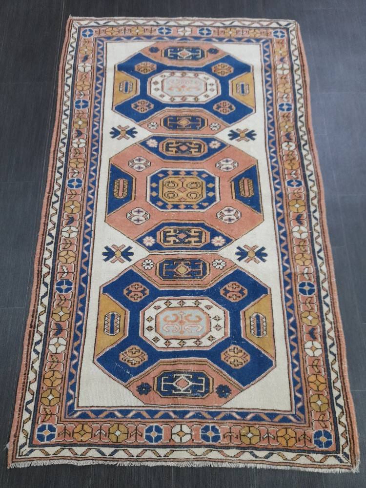 3.5 x 6 Oushak Rug, Turkish Rug Blue Vintage Rug, Persian Rug, Oriental Rug, Hallway Rug, Kitchen Rug, Wool Rug Wool Rug Entryway Navy Rug