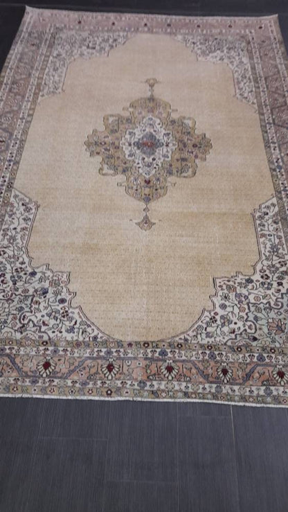 Persian RUG 6.4 x 9.2 Handmade Rug Vintage Oriental Rug Antique Persian Hand Made Rug Fine Knotted Turkish Rug Quality Rug