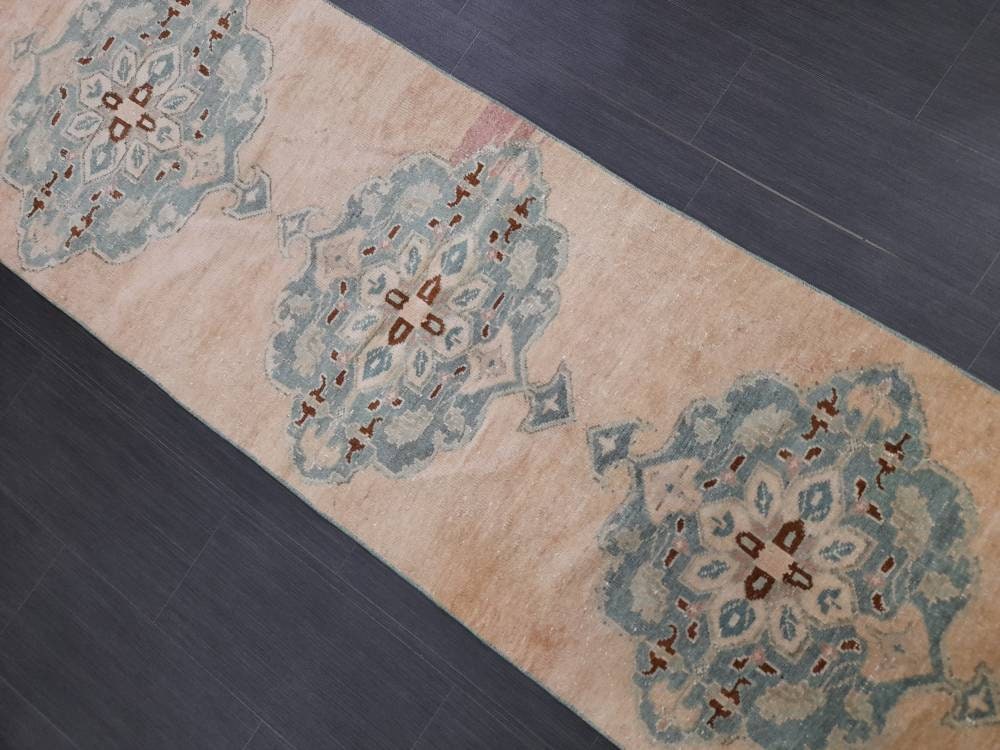Handmade Runner Rug 2.5 x 9.5 Turkish Runner Rug Muted Vintage Runner Rug Oriental Hallway Runner Rug Kitchen Runner Rug Quality Wool Runner