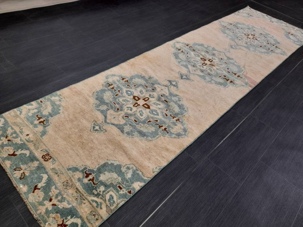 Handmade Runner Rug 2.5 x 9.5 Turkish Runner Rug Muted Vintage Runner Rug Oriental Hallway Runner Rug Kitchen Runner Rug Quality Wool Runner