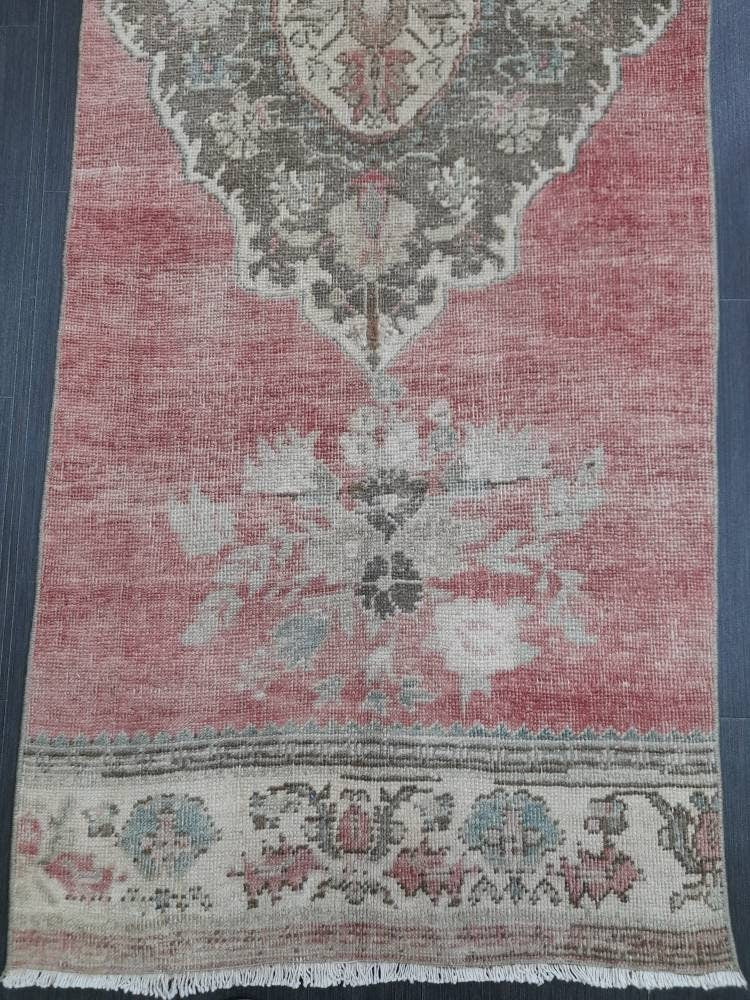 Handmade Runner Rug 2.6 x 11 Turkish Runner Rug Muted Vintage Runner Rug Oriental Hallway Runner Rug Kitchen Runner Rug Quality Wool Runner