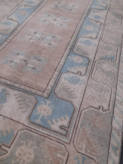 Muted Vintage Turkish Rug 3.5 x 6  Oushak Rug, Wool Oriental Rug, Blue Muted Vintage Persian Rug, Hand Made Rug Blue Vintage Wool Rug