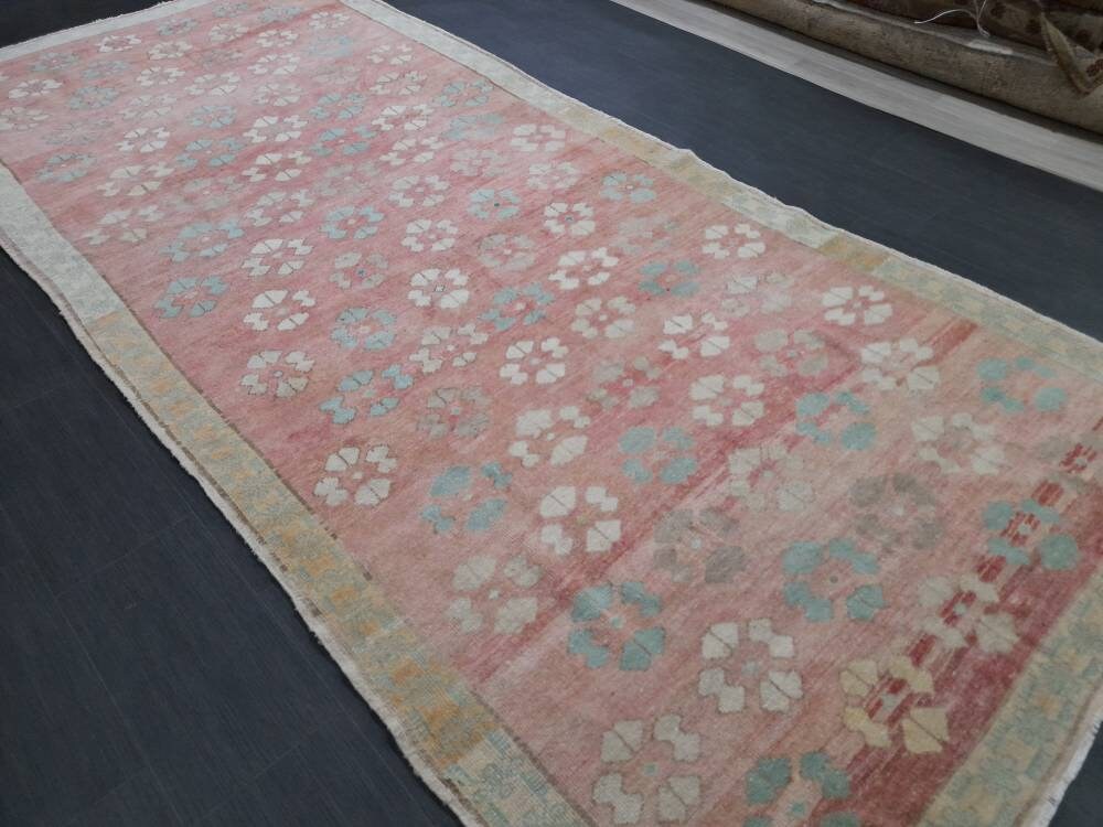 Floral Runner Rug 5 x 11.6 Turkish Runner Rug Vintage Runner Rug Hallway Runner Rug Kitchen Runner Rug Wool Runner Rug Wool Oushak Rug
