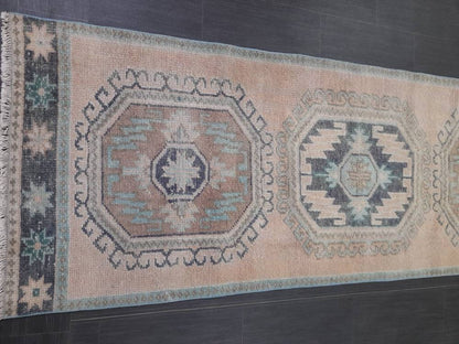 Vintage Runner Rug 3 x 11.6 Turkish Runner Rug Handmade Runner Rug Hallway Runner Kitchen Runner Rug Wool Runner Rug Oriental Runner