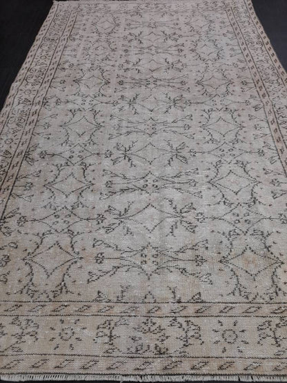 Floral Vintage Rug 6 x 9.6 OUSHAK RUG TURKISH Oushak Rug Vintage Wool Oushak Rug Hand Made Rugs Vintage Turkish Rug Neutral Rug