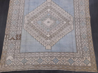 Quality Handmade Rug 4.8 x 8.4 Vintage Rug Oushak Rug Wool Boho Rug, Persian Rug Fun Turkish Rug LIGHT Blue Rug Ice Blue Oriental Wool rug