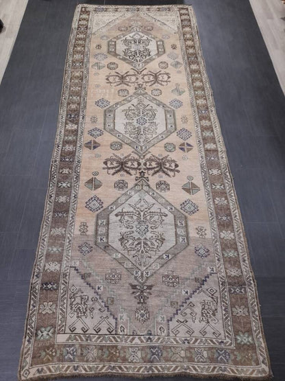 Vintage Persian Rug Unique Motif Rug 5 x 13.3 Persian Rug Vintage Hand Knotted Rug Eclectic Rug Hand Made Rug  Living room Rug Turkish rug