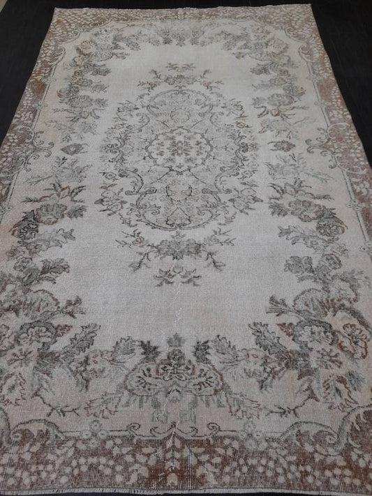 MUTED TURKISH RUG 6.4 x 10.3 Oushak Rug Vintage Oushak Rug Vintage  Rug Wool Rug Hand Made Rug Vintage Persian Rug Vintage Oriental Rug