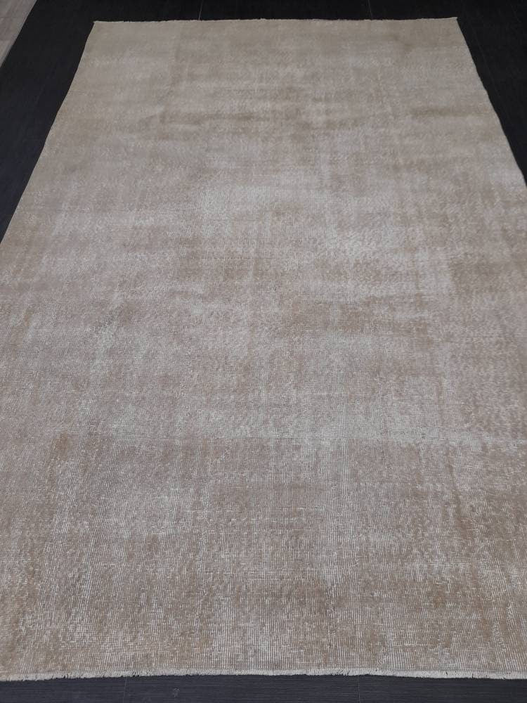 NEUTRAL Vintage OUSHAK RUG 6.5 x 10 Neutral Large Vintage Rug Wool Varigated No Dye Rug Turkish Muted Hand Made Rugs Vintage One Plain Rug