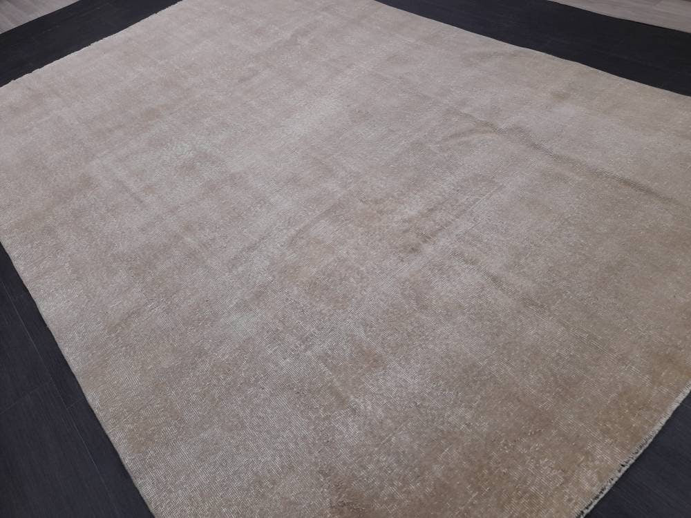 NEUTRAL Vintage OUSHAK RUG 6.5 x 10 Neutral Large Vintage Rug Wool Varigated No Dye Rug Turkish Muted Hand Made Rugs Vintage One Plain Rug