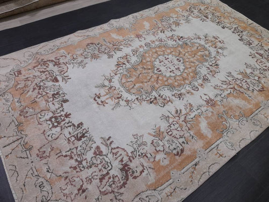 Muted Turkish Vintage Hand Made Rug 6.5 x 10 Oushak Rug, Rustic Rug, Muted Rug, Vintage Turkish Rug, Farmhouse Rug, Vintage Rug, Wool rug