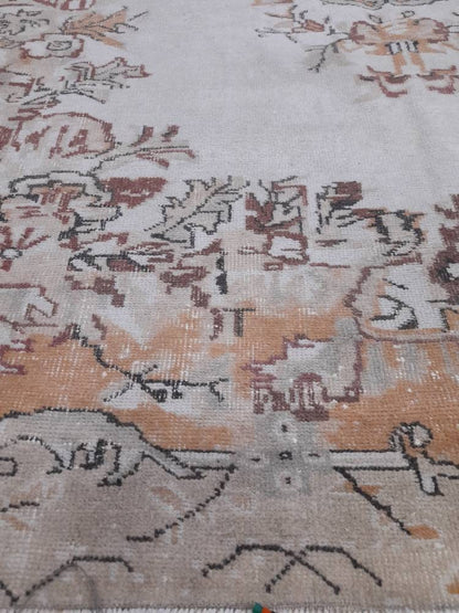 Muted Turkish Vintage Hand Made Rug 6.5 x 10 Oushak Rug, Rustic Rug, Muted Rug, Vintage Turkish Rug, Farmhouse Rug, Vintage Rug, Wool rug