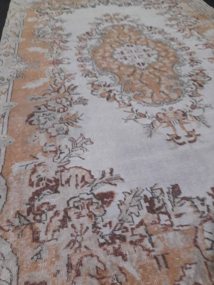 Muted Turkish Vintage Hand Made Rug 6.5 x 10 Oushak Rug, Rustic Rug, Muted Rug, Vintage Turkish Rug, Farmhouse Rug, Vintage Rug, Wool rug