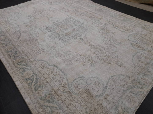 DISTRESSED Hand Made Rug 7X10 Vintage Turkish  Rug Natural wool Rug ORIENTAL Rug, Living Room Rug, Oushak Rug, Hand Knotted Rug Antique Rug