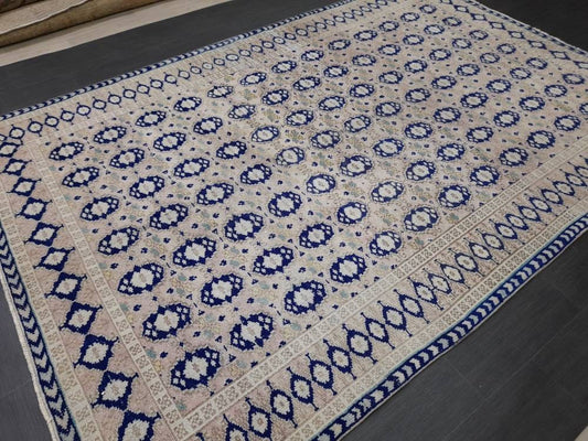 Vintage Turkish Rug, Vintage Navy 6.8 x 10 Rug, Oriental Rugs, Wool Rug, High Pile Vintage Rug, Hand Made Rug Persian Rug 7x10 rug