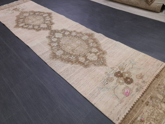 Vintage Runner Rug 2.8 x 11.4 Turkish Runner Rug Handmade Runner Rug Hallway Runner Kitchen Runner Rug Wool Runner Rug Oriental Runner Rug