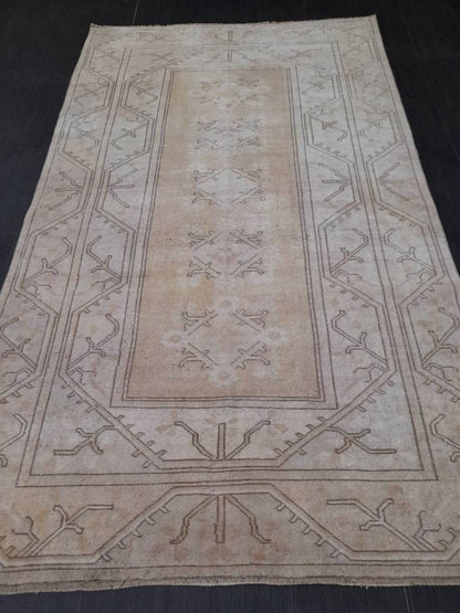 Muted Vintage RUG 5 x 8.6 muted Turkish Oushak Rug Antique Rug Vintage Blue Wool Muted Oriental Rug Hand Made Rug Hand Knotted Turkish Rug