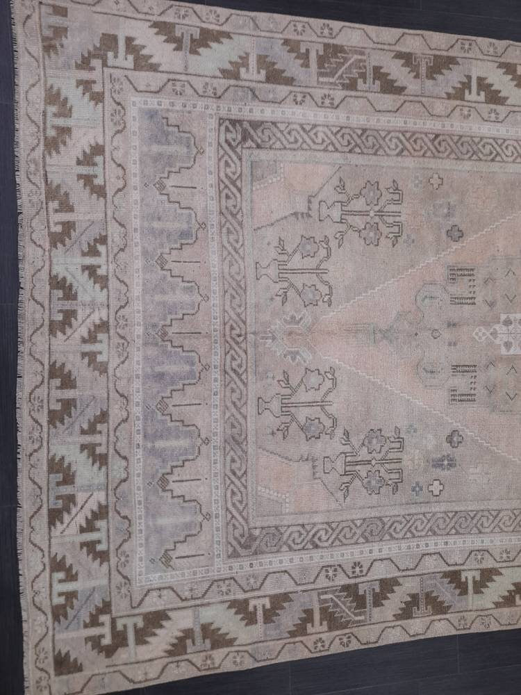 Muted OUSHAK RUG TURKISH Rug 5.7 x 11.4 Muted Vintage Oriental Rug Vintage Persian Rug Wool Rug Hand Made Rug Vintage Turkish Rug