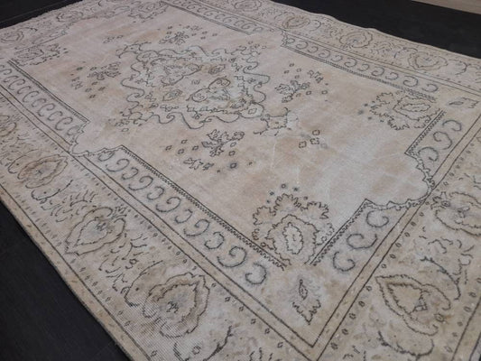Neutral Rugs 6.4 x 9.3 ft Vintage Neutral Rug Muted Oushak Rug, Rustic Rug, Turkish Rug, Muted Farmhouse Rug, Wool rug Vintage Oriental Rug