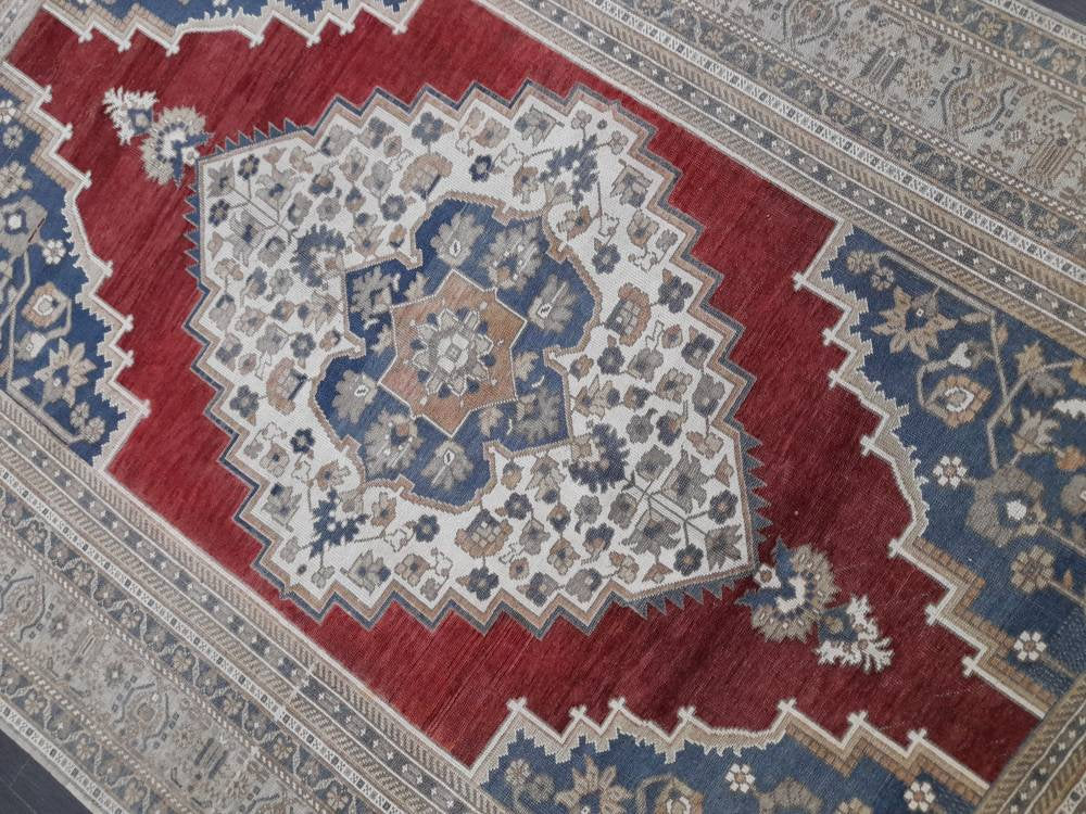Vintage Oriental RUG 6 x 9.5 Oushak Rug Turkish Vintage Persian Rug Navy Vintage Rug Fine Wool Oushak Rugs Turkish Rug Muted Living room Rug