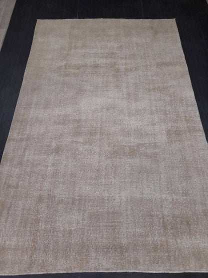 NEUTRAL Vintage OUSHAK RUG 6.5 x 10 Neutral Large Vintage Rug Wool Varigated No Dye Rug Turkish Muted Hand Made Rugs Vintage One Plain Rug