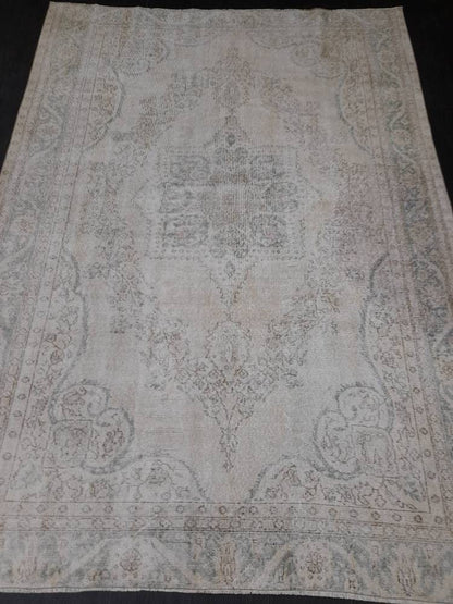 DISTRESSED Hand Made Rug 7X10 Vintage Turkish  Rug Natural wool Rug ORIENTAL Rug, Living Room Rug, Oushak Rug, Hand Knotted Rug Antique Rug