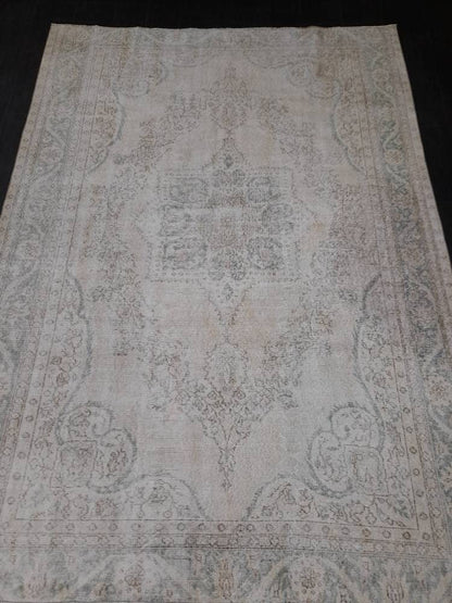 DISTRESSED Hand Made Rug 7X10 Vintage Turkish  Rug Natural wool Rug ORIENTAL Rug, Living Room Rug, Oushak Rug, Hand Knotted Rug Antique Rug
