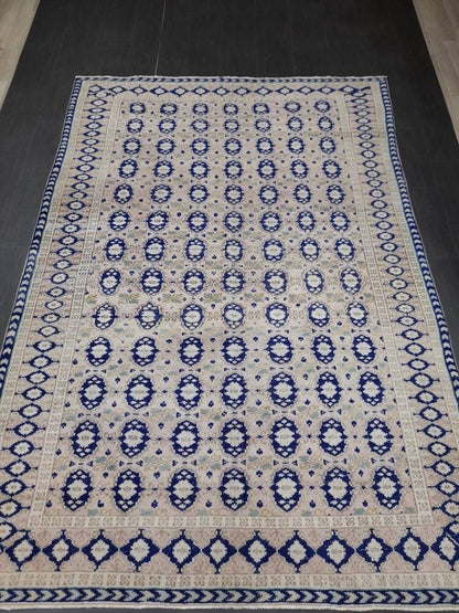 Vintage Turkish Rug, Vintage Navy 6.8 x 10 Rug, Oriental Rugs, Wool Rug, High Pile Vintage Rug, Hand Made Rug Persian Rug 7x10 rug